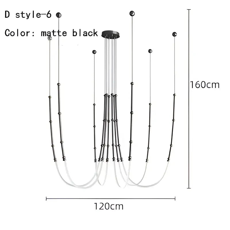 Black LED Line Chandelier