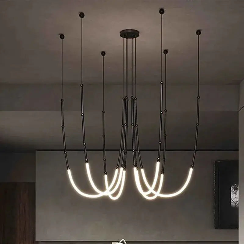 Black LED Line Chandelier