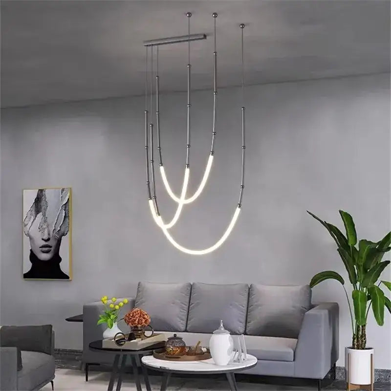 Black LED Line Chandelier