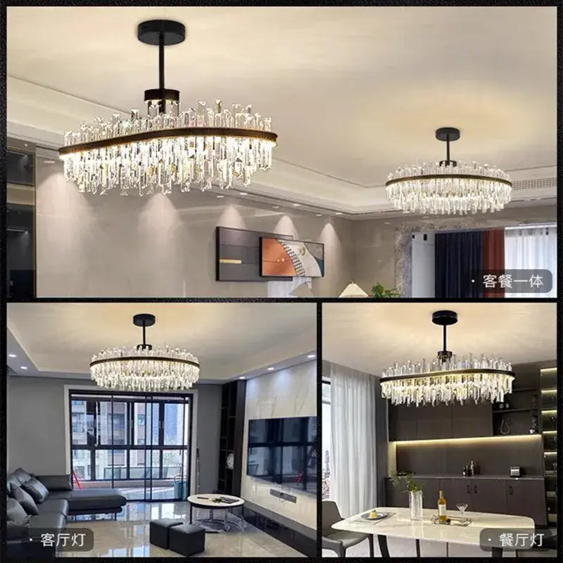 Black Crystal Chandelier with Dimmable LED