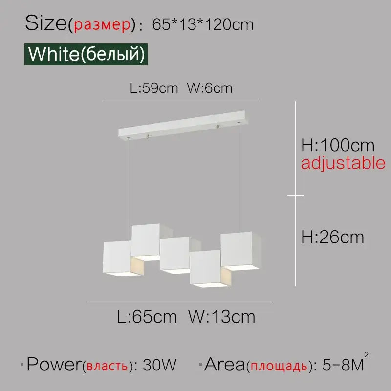 Black Geometric 7-Head Dining Area Pendant Light