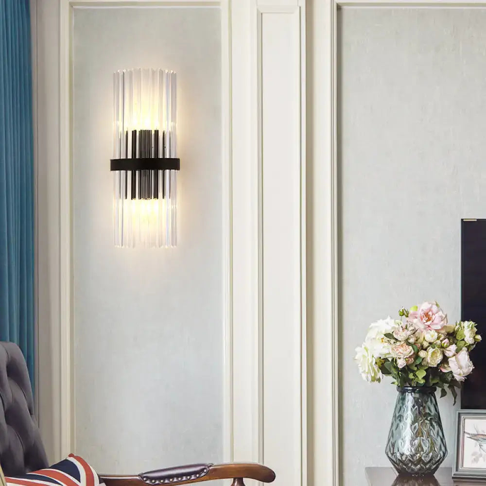 Black Crystal Wall Sconce for Dining Room