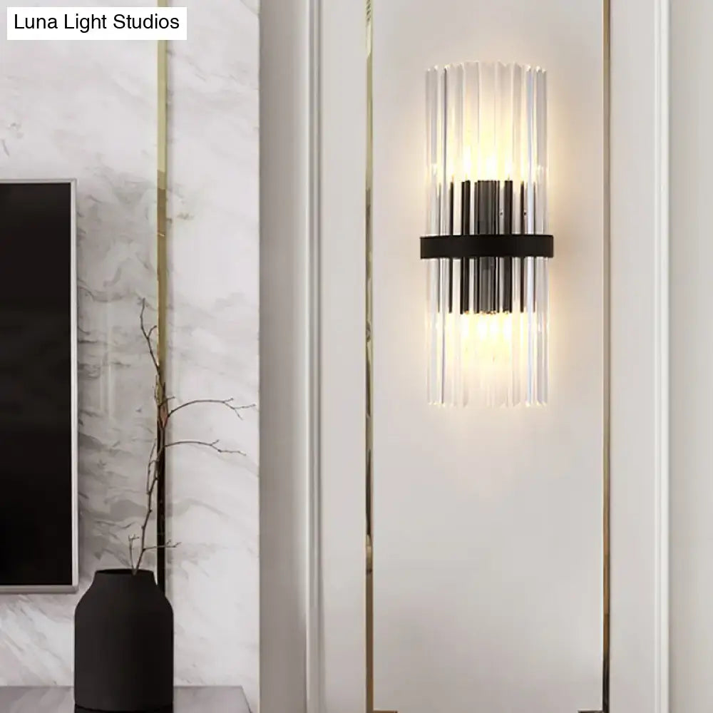 Black Crystal Wall Sconce for Dining Room