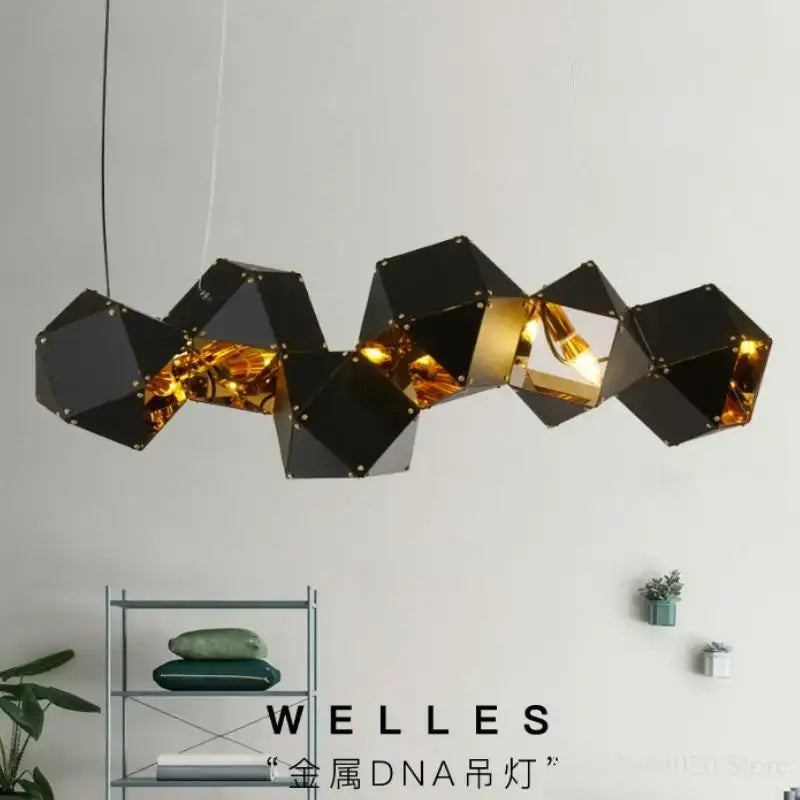 Black Geometric DNA Chandelier