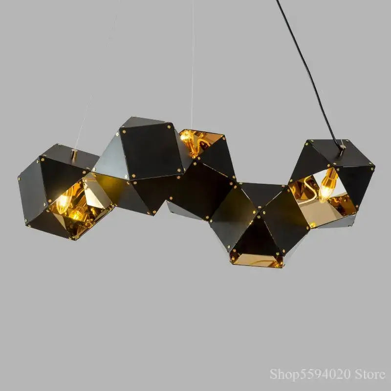 Black Geometric DNA Chandelier