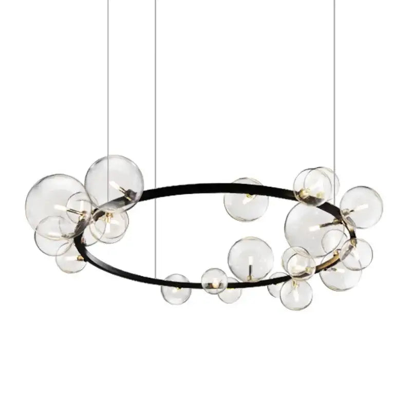Black Glass Ball 24-Ball Dining Area Chandelier