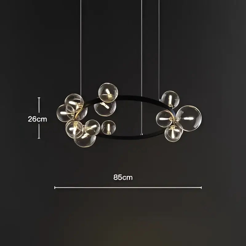 Black Glass Ball 24-Ball Dining Area Chandelier