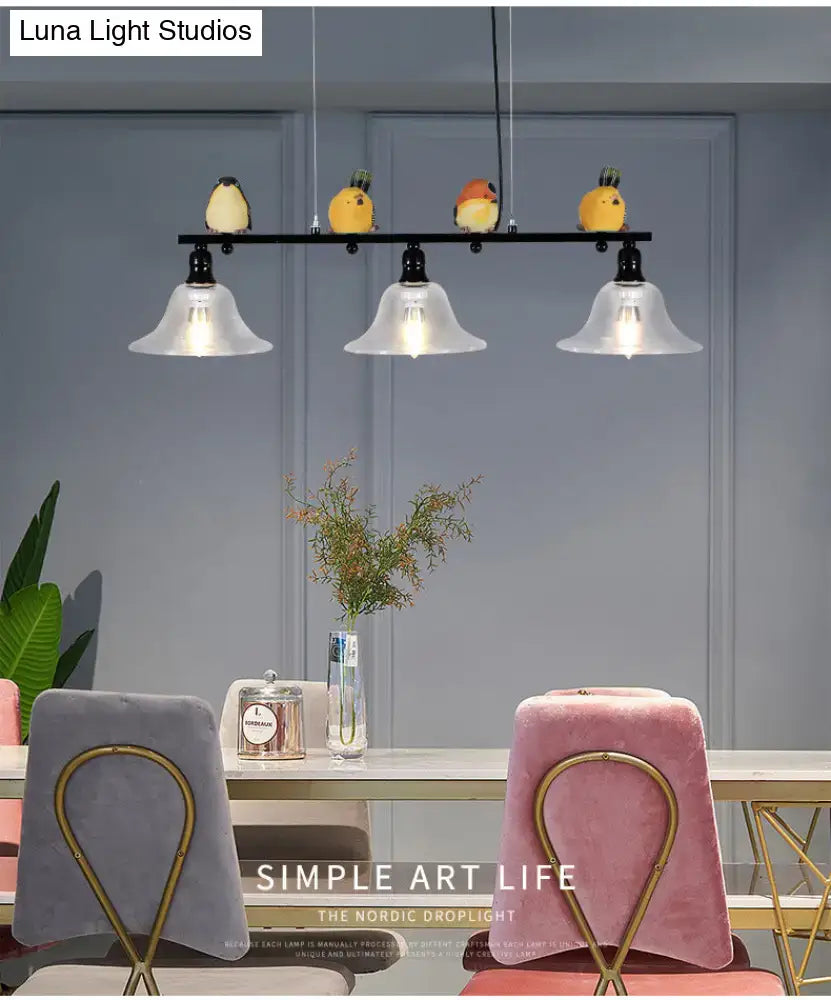 Black Metal Bird Pendant Light
