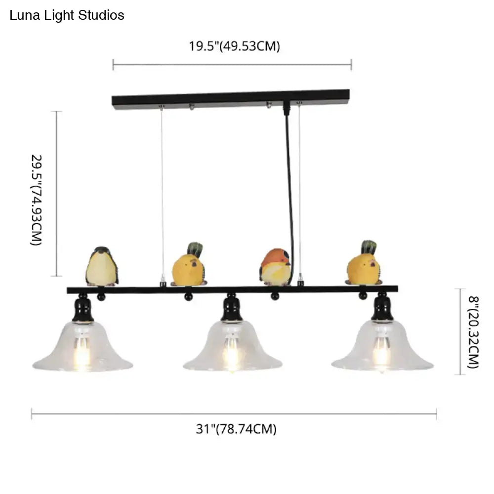 Black Metal Bird Pendant Light