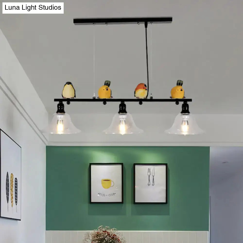 Black Metal Bird Pendant Light