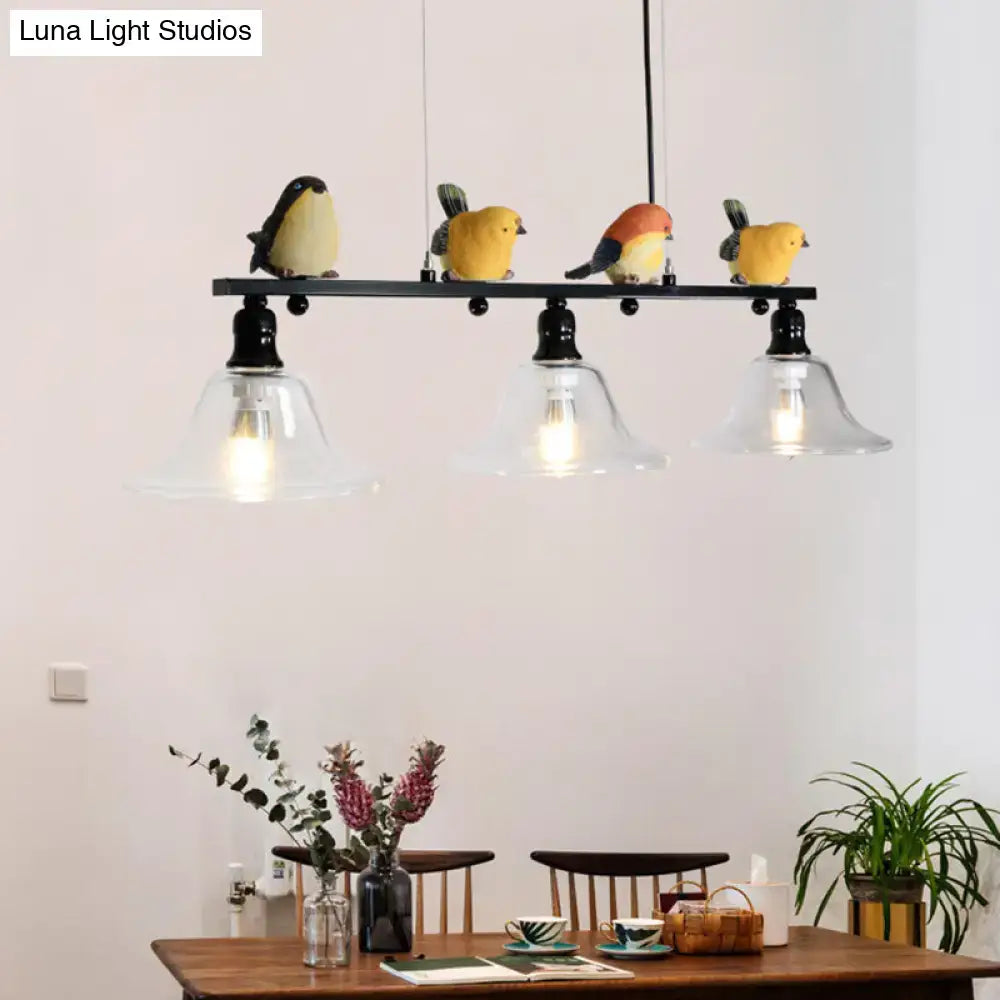Black Metal Bird Pendant Light