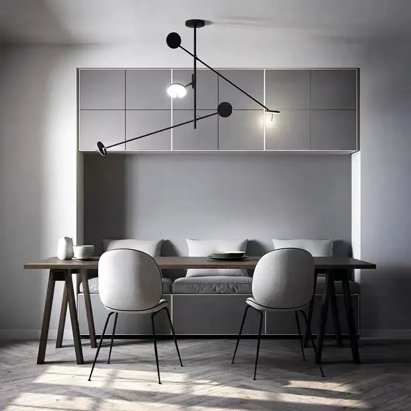 Black Metal LED Chandelier Artistic Style