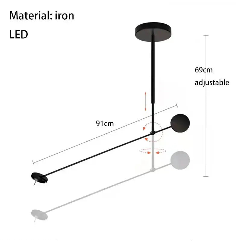Black Metal LED Chandelier Artistic Style
