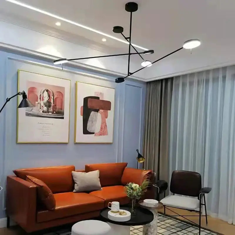 Black Metal LED Chandelier Artistic Style