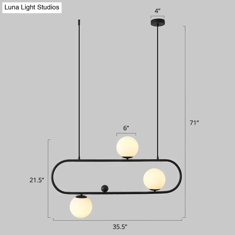 Black Metal Oblong Four-Light Island Light