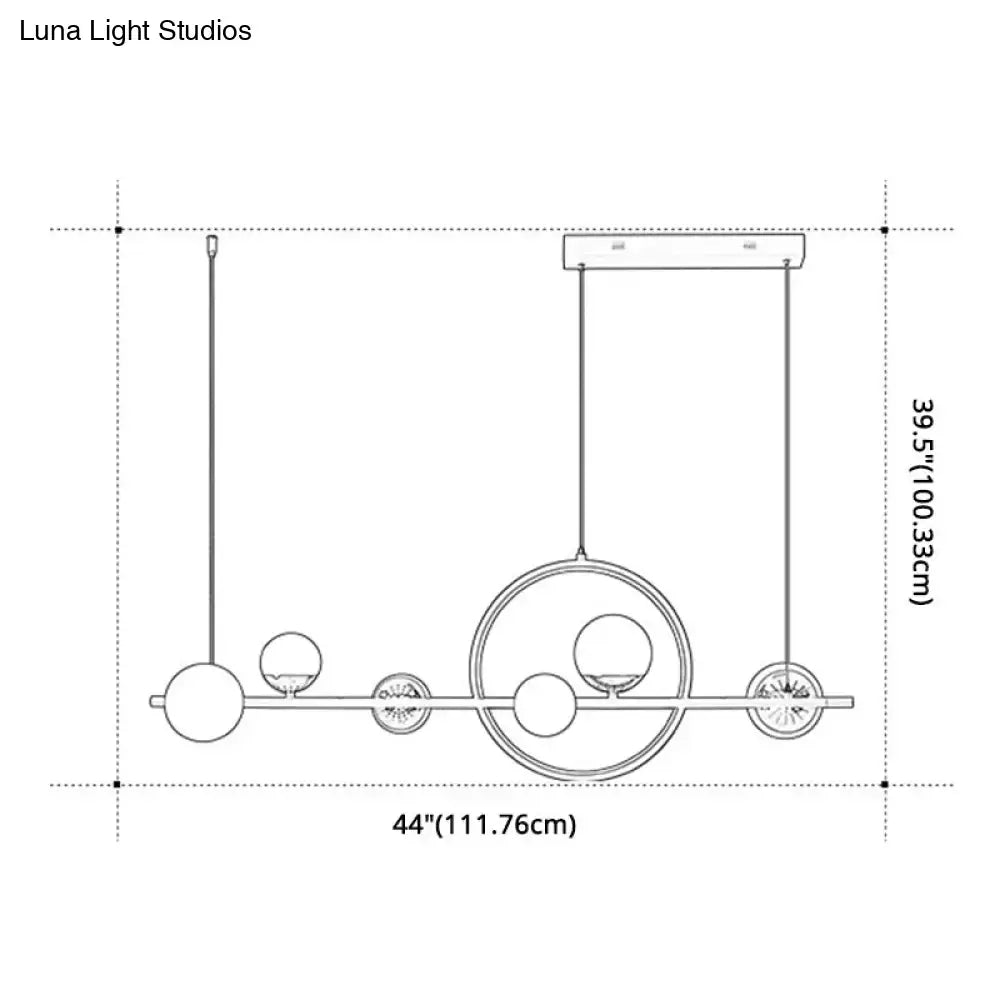 Black Metal Spherical Glass Pendant Light