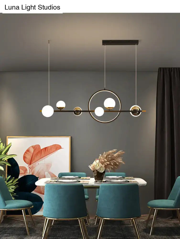 Black Metal Spherical Glass Pendant Light