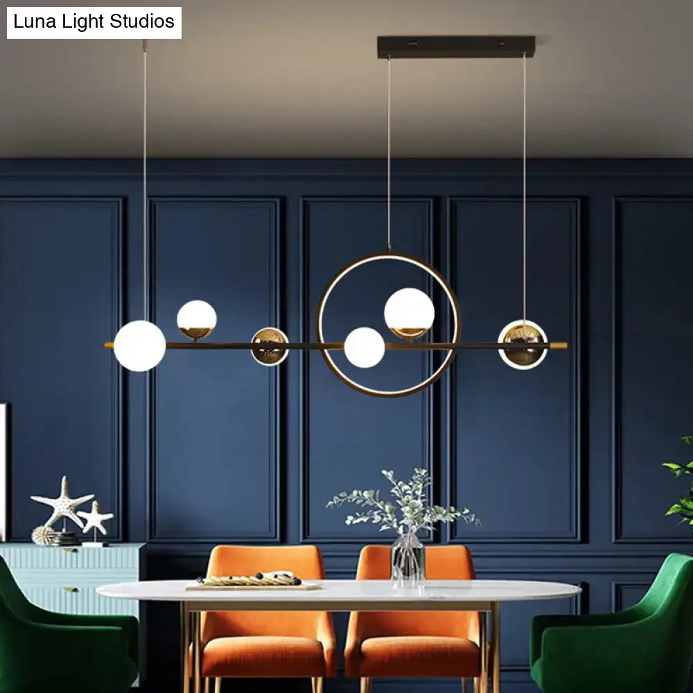 Black Metal Spherical Glass Pendant Light