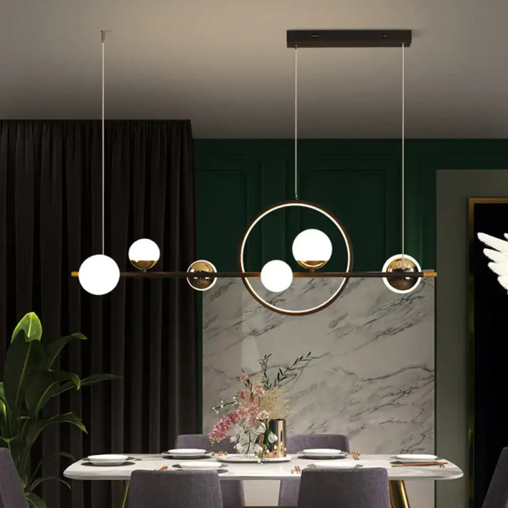Black Metal Spherical Glass Pendant Light