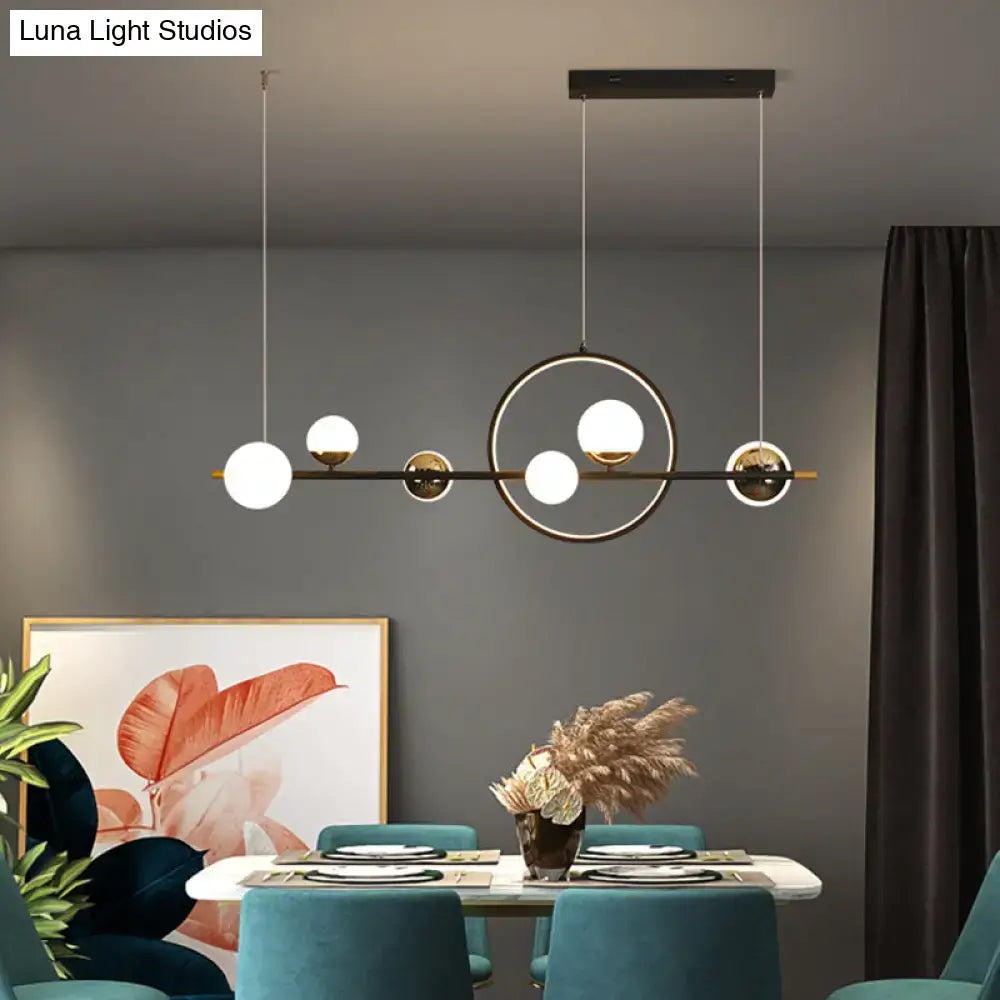 Black Metal Spherical Glass Pendant Light