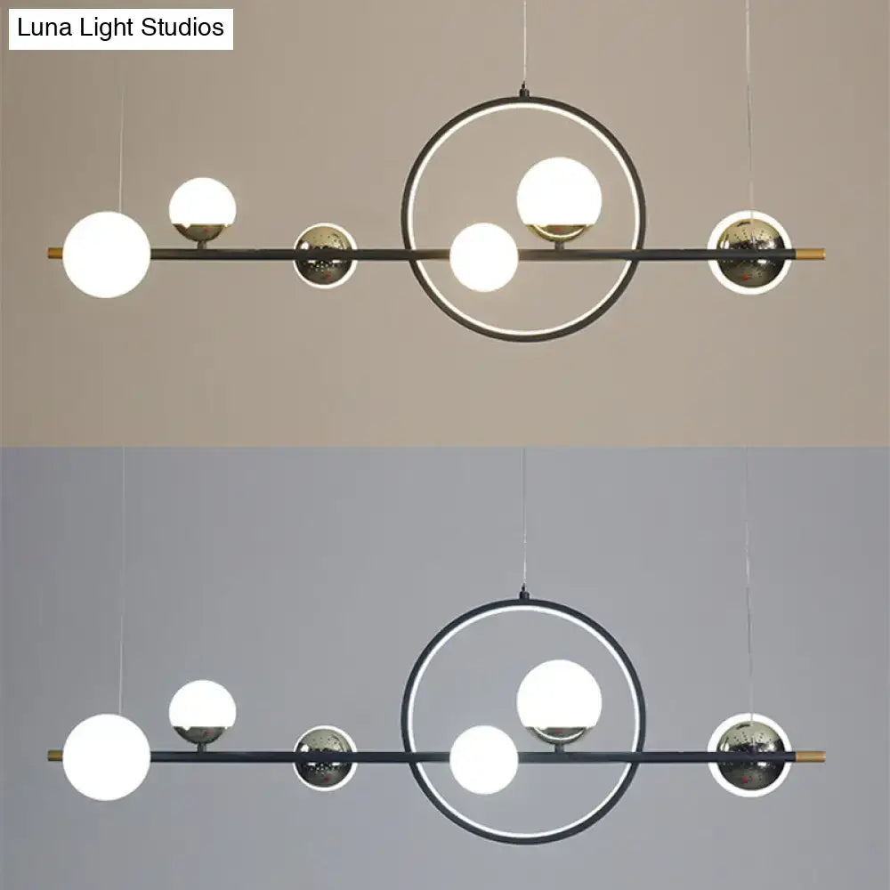 Black Metal Spherical Glass Pendant Light