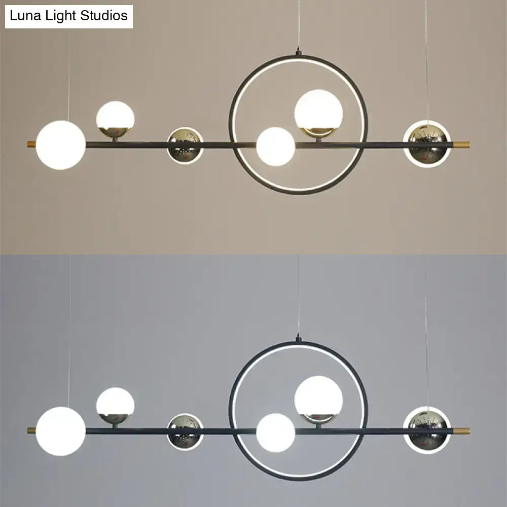 Black Metal Spherical Glass Pendant Light
