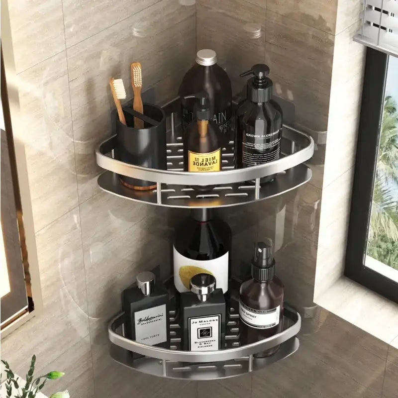 Black Metal Corner Shelves