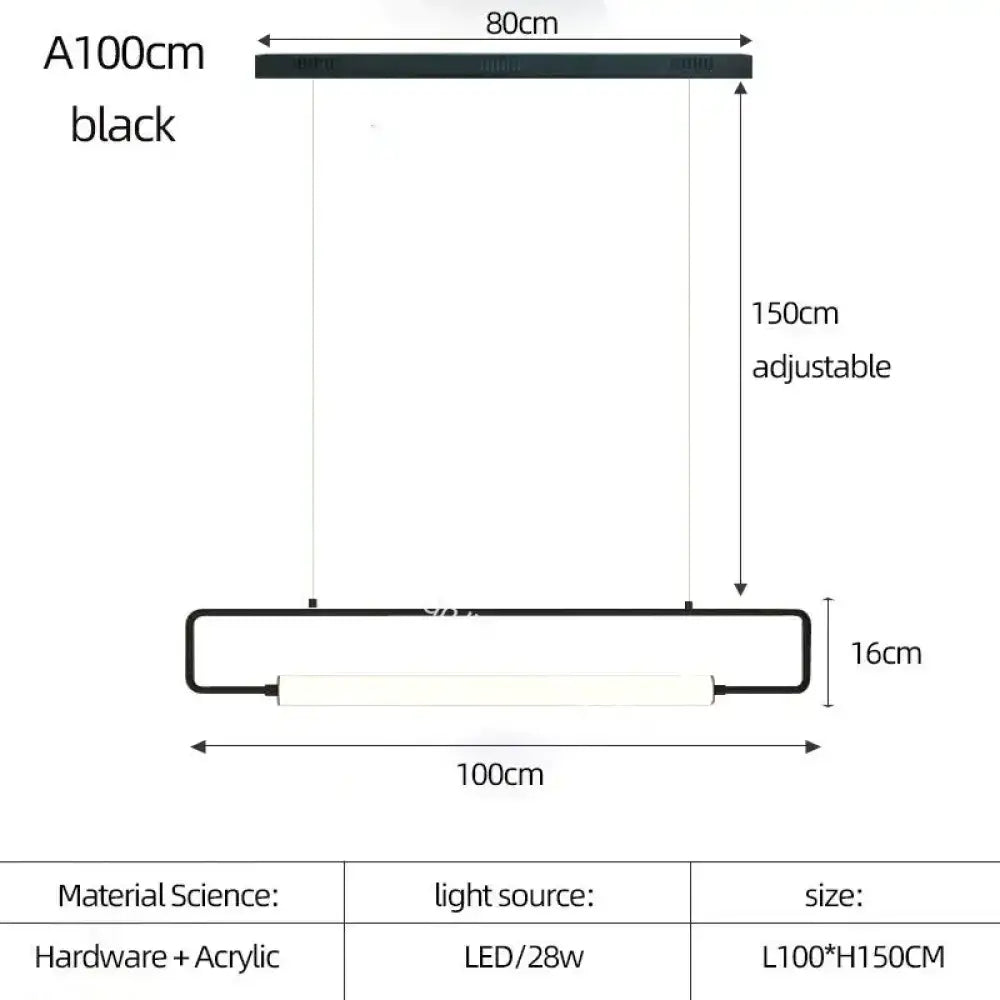 Black Nordic Iron Acrylic Bar Pendant Light