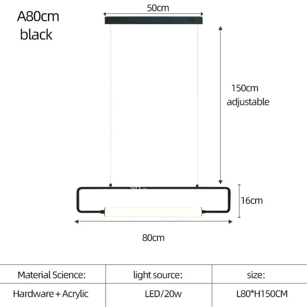 Black Nordic Iron Acrylic Bar Pendant Light