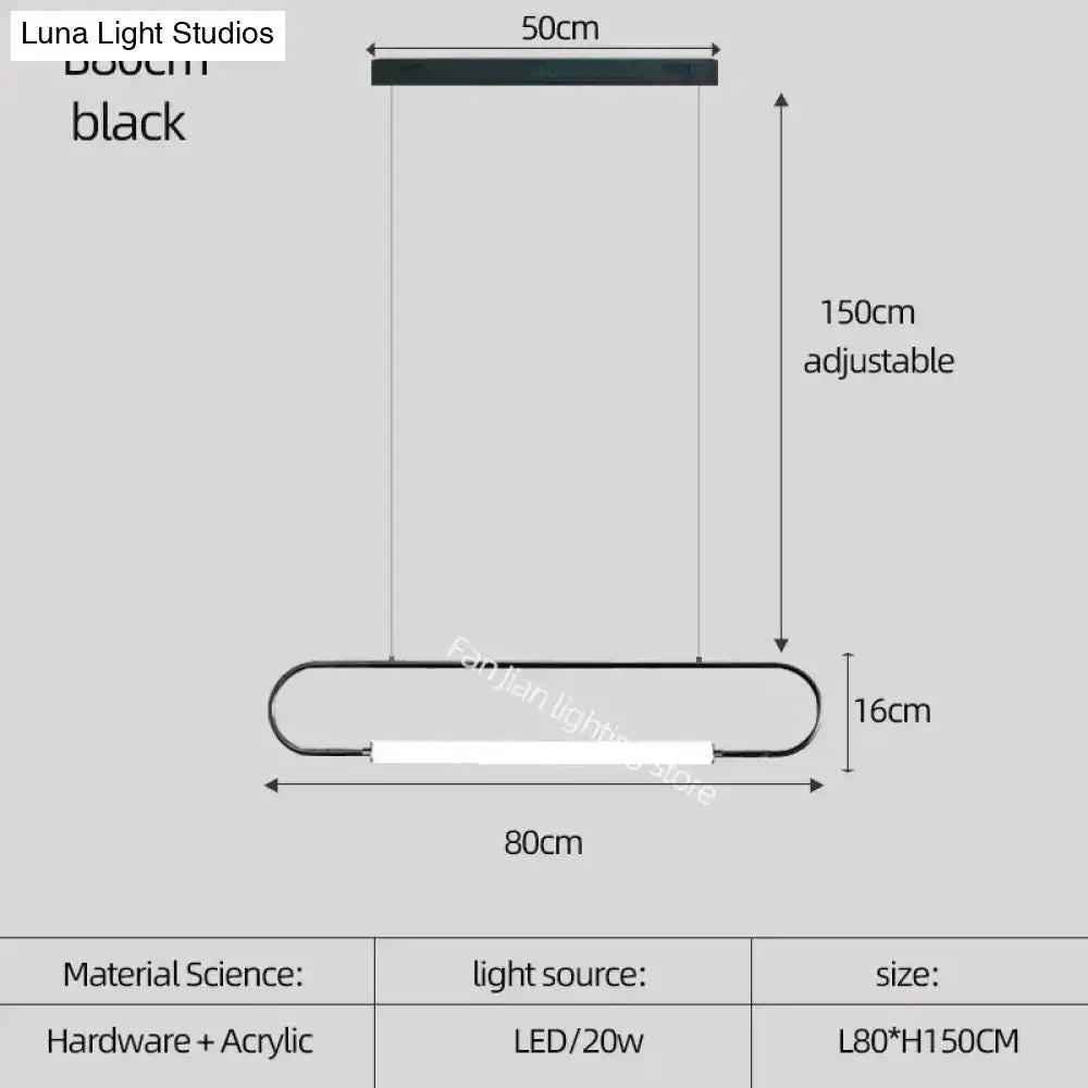 Black Nordic Iron Acrylic Bar Pendant Light
