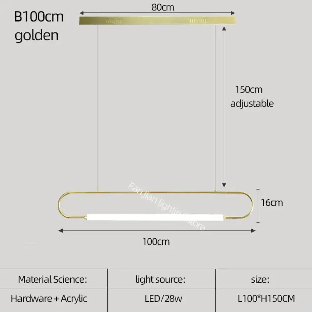 Black Nordic Iron Acrylic Bar Pendant Light
