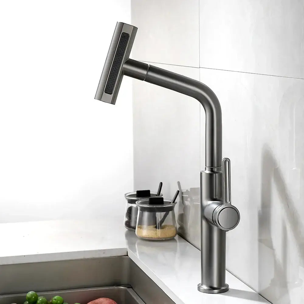 Black Waterfall Kitchen Faucet Pull-Out Sprayer