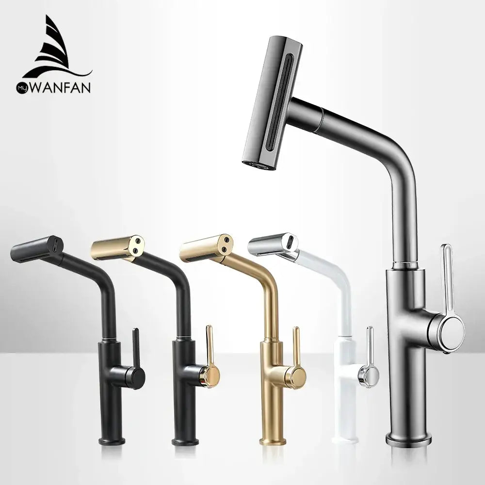Black Waterfall Kitchen Faucet Pull-Out Sprayer
