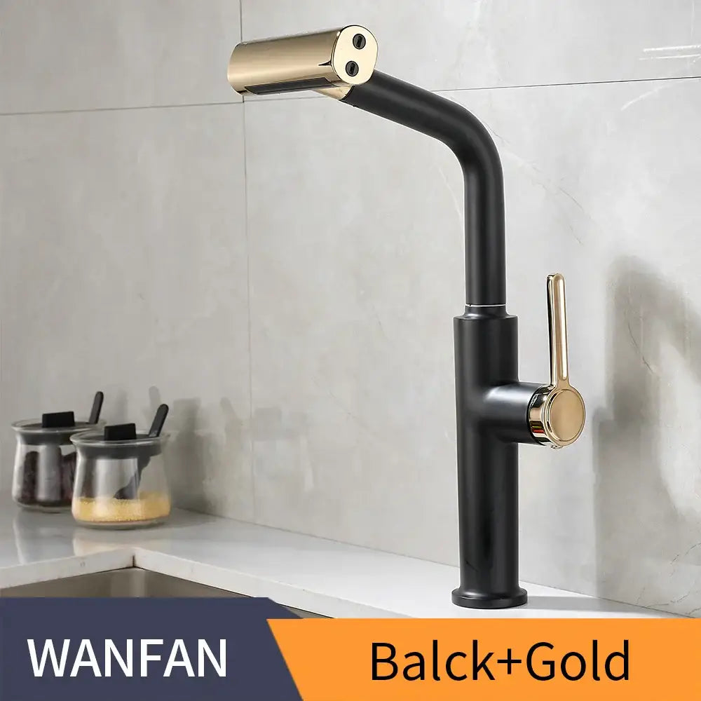 Black Waterfall Kitchen Faucet Pull-Out Sprayer