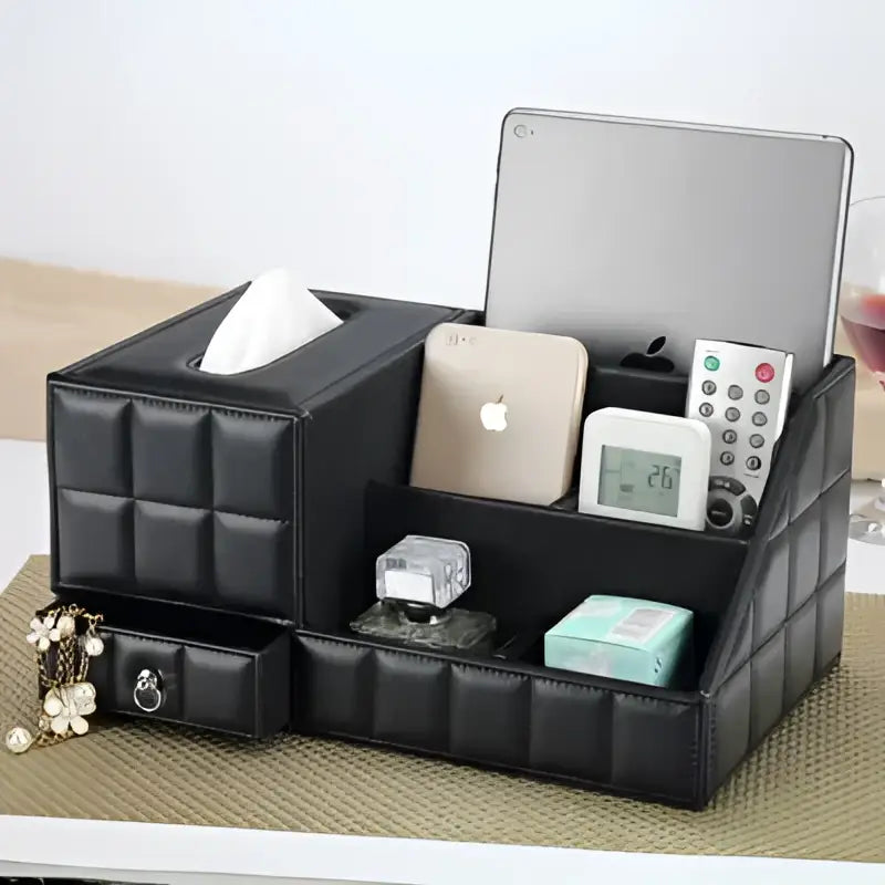 Black Leather Tissue Holder