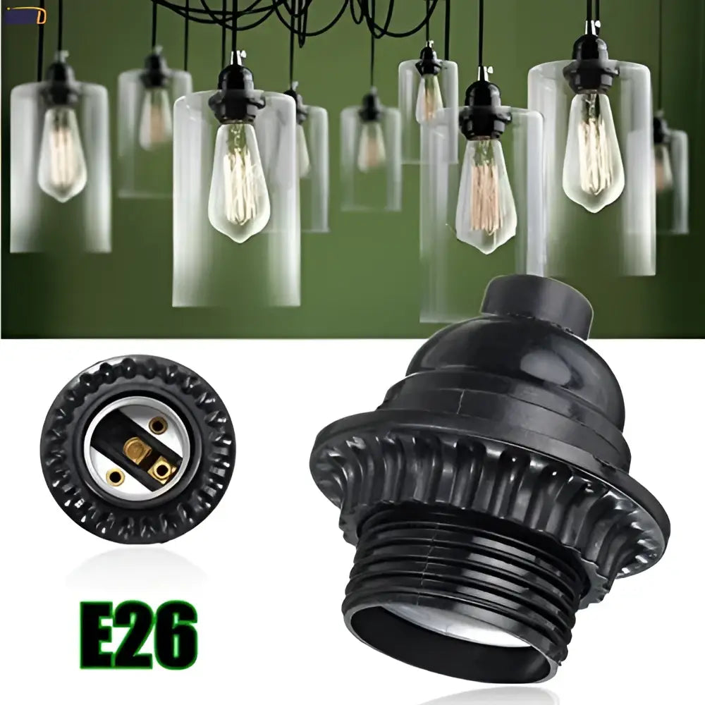 Black Ribbed Bulb Holder