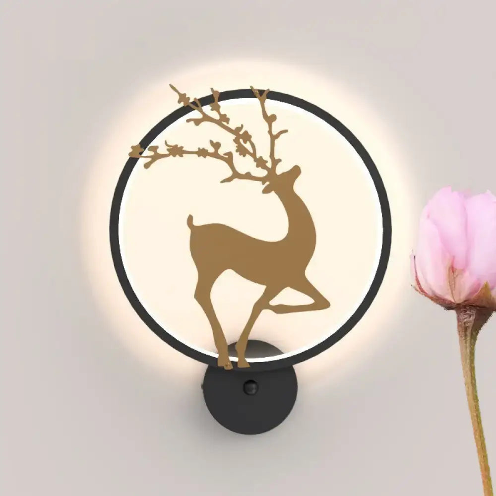 Black Ring Elk Sconce