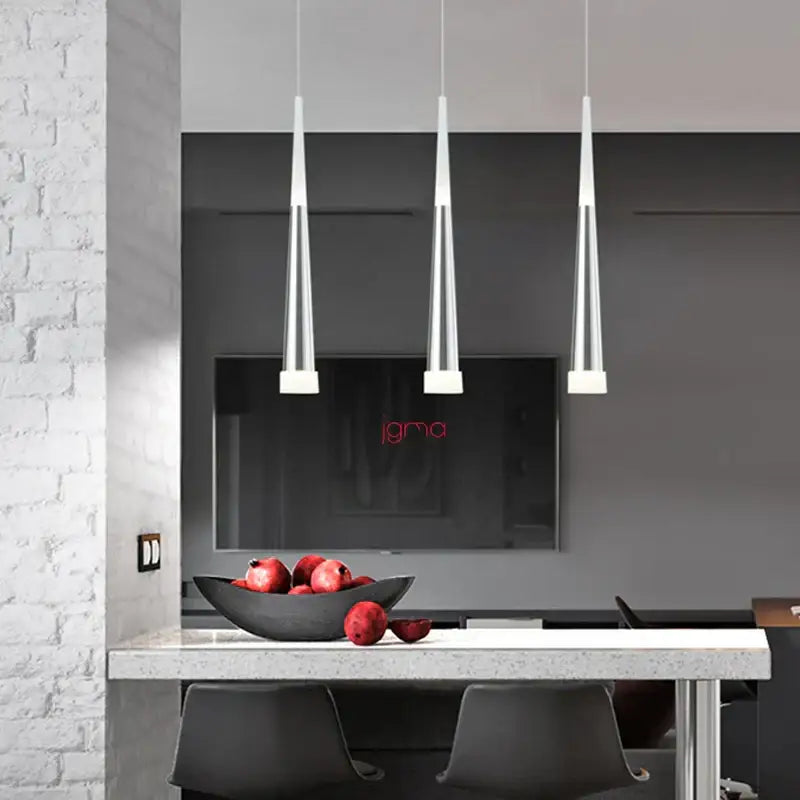 Silver Conical Pendant Light for Kitchen Islands
