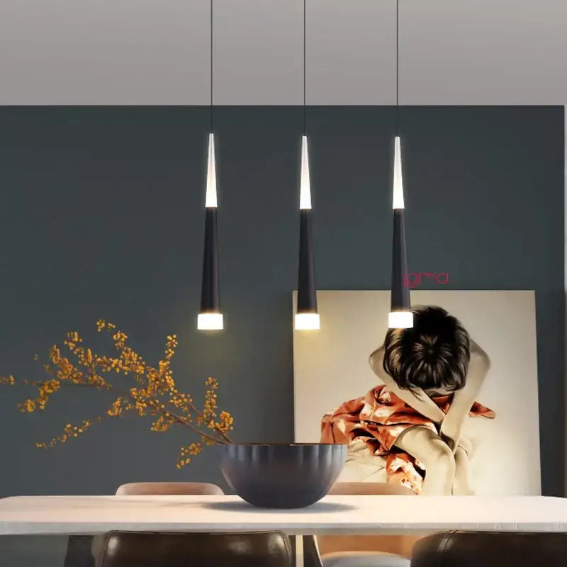 Silver Conical Pendant Light for Kitchen Islands