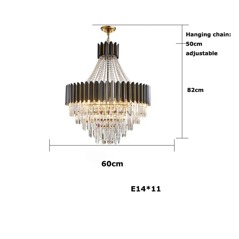 Black Crystal LED 150cm Chandelier