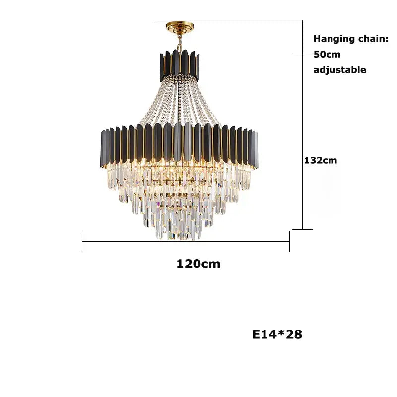 Black Crystal LED 150cm Chandelier