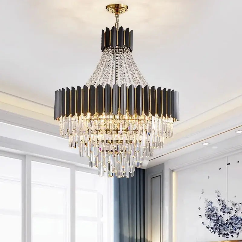 Black Crystal LED 150cm Chandelier
