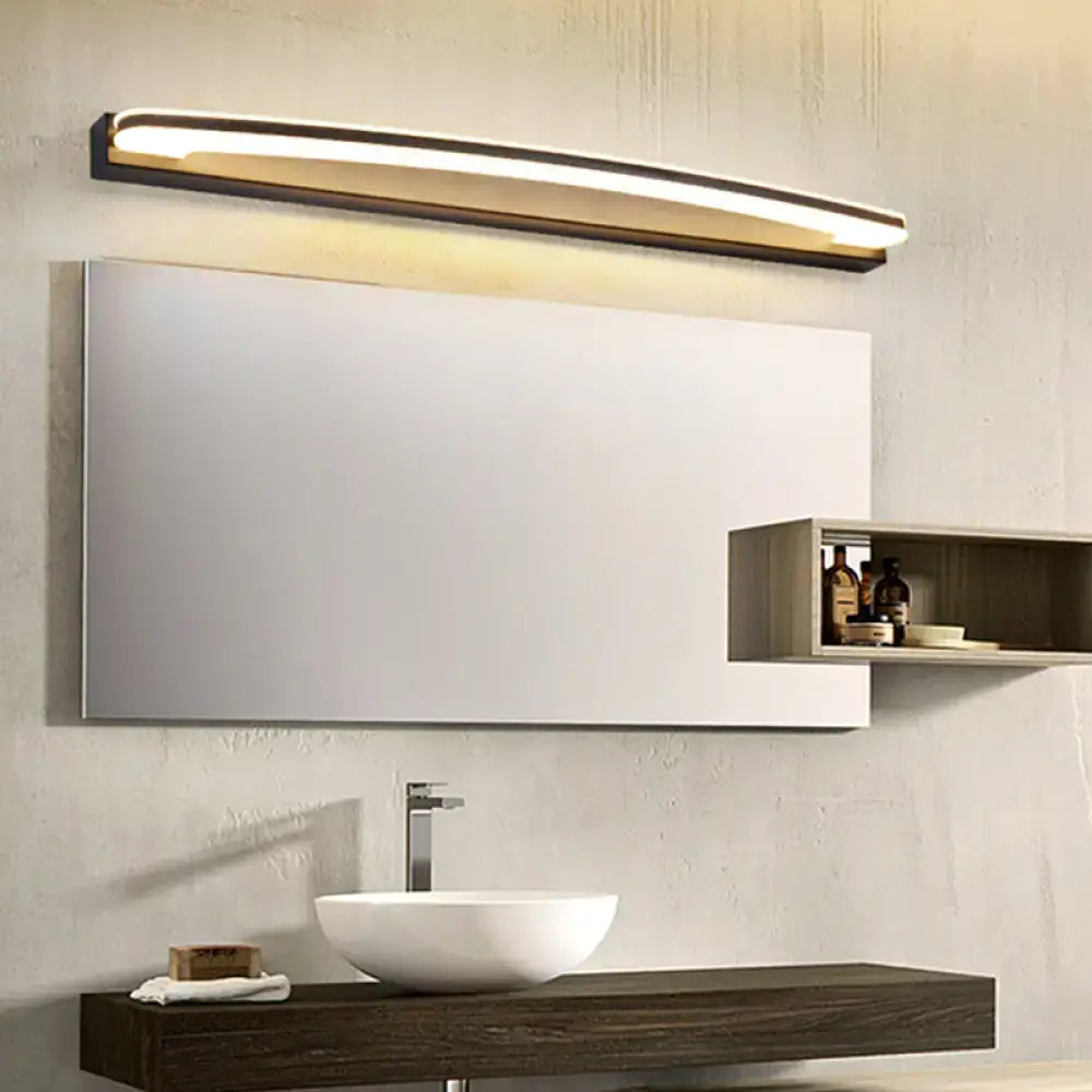 Black LED Curved Bar Vanity Light
