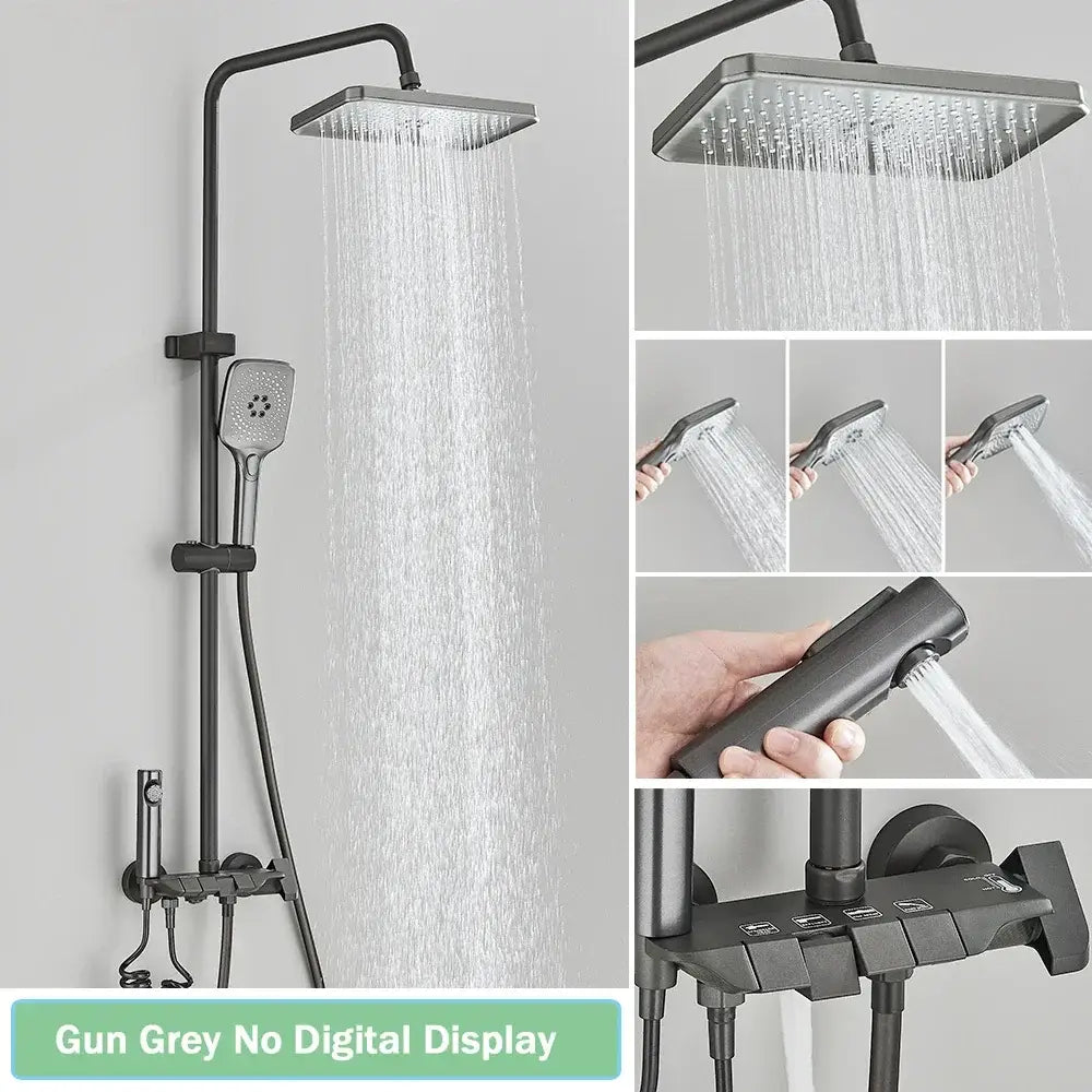 Black Digital Rainfall Shower with Display