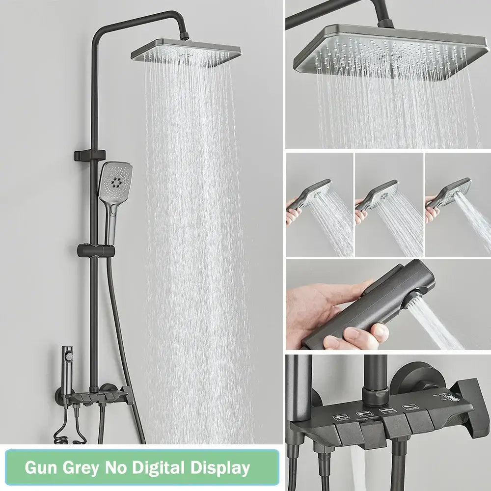 Black Digital Rainfall Shower with Display