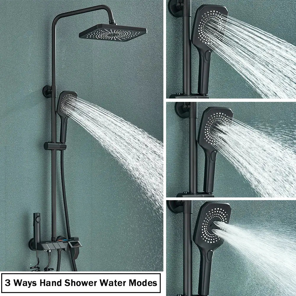 Black Digital Rainfall Shower with Display