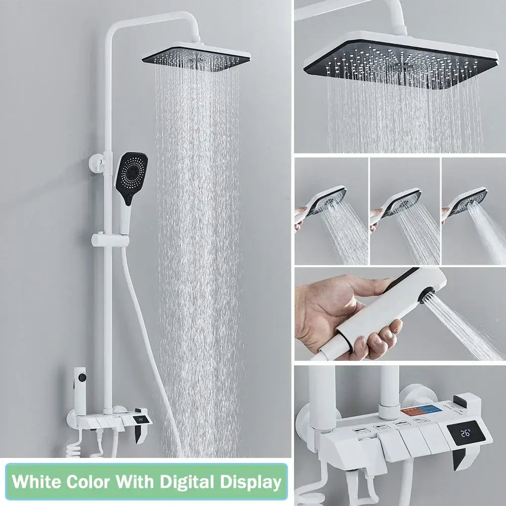 Black Digital Rainfall Shower with Display