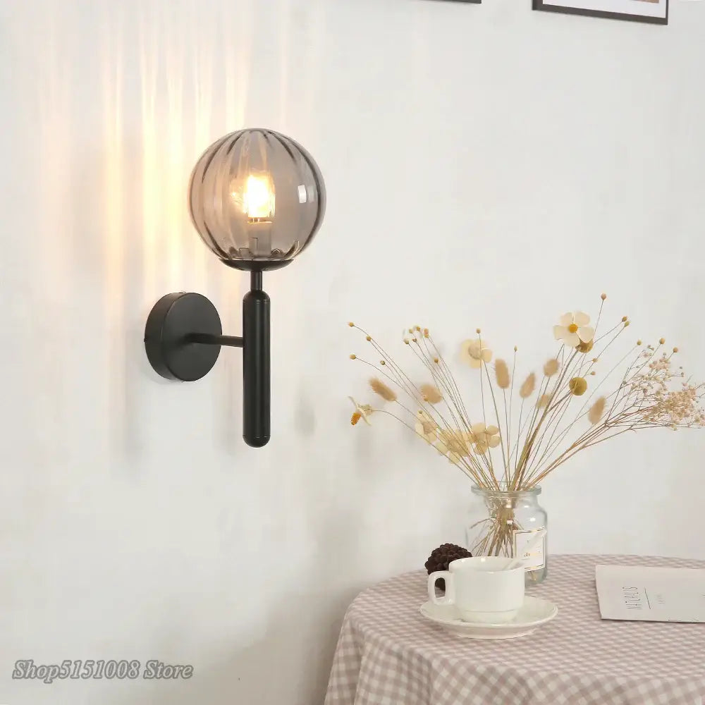Black Smoked Glass Wall Lamp