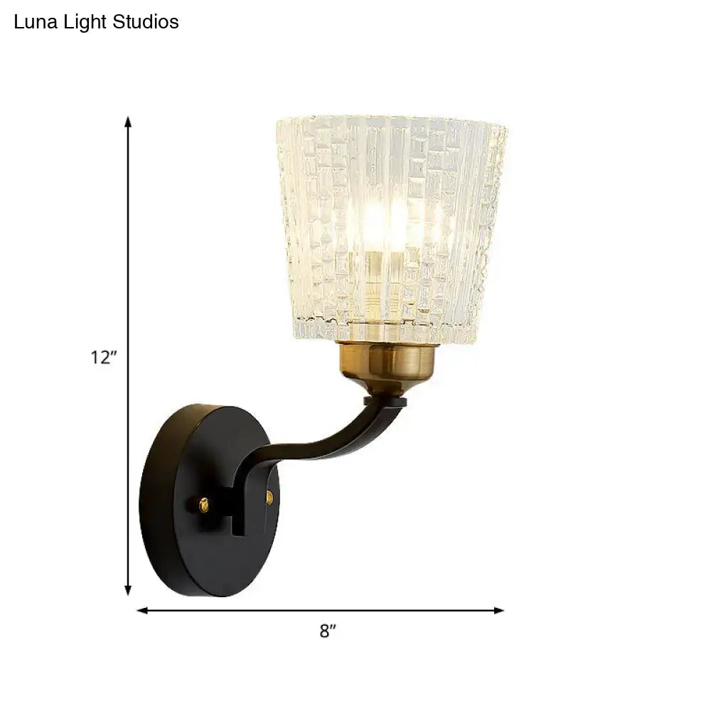 Black Glass Wall Sconce Textured Shade Design