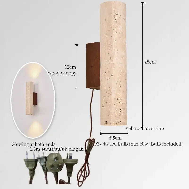 Black Travertine LED Sconce